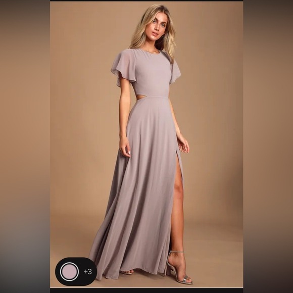 Lulus Garden Bliss Dusty Lavender Cutout Flutter Sleeve Maxi Dress Woman's S - Picture 2 of 8